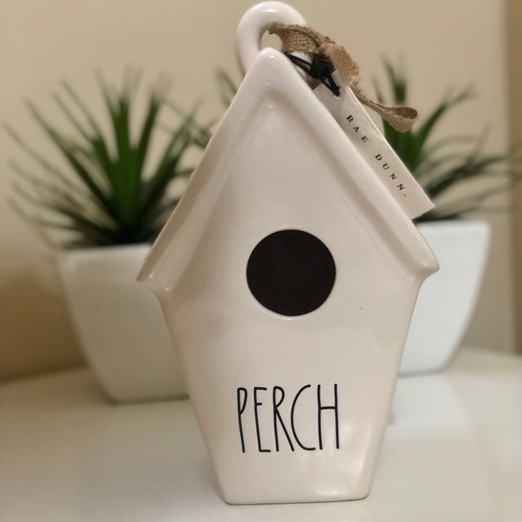LAST ONE! RAE DUNN Perch Ceramic Birdhouse Home Decor White Farmhouse Pet - Picture 1 of 9